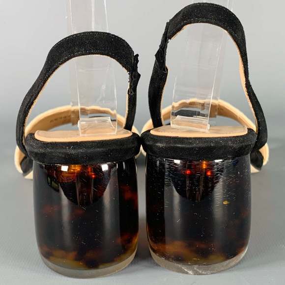 DEAR FRANCES Cream Black Acrylic Suede Slingback Sandals - Picture 3 of 8